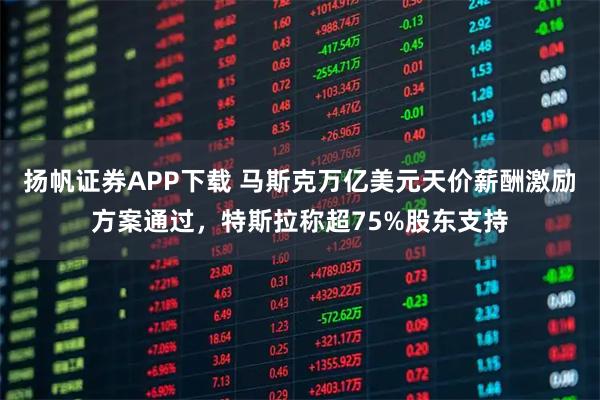 扬帆证券APP下载 马斯克万亿美元天价薪酬激励方案通过，特斯拉称超75%股东支持