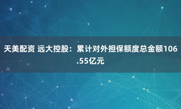 天美配资 远大控股：累计对外担保额度总金额106.55亿元